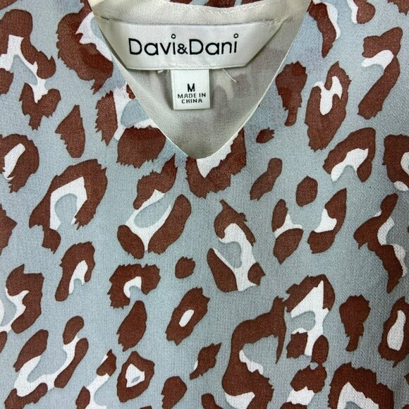 Davi & Dani Leopard Print Gray Brown White V Neck‎ Camisole Casual Medium - Picture 6 of 8
